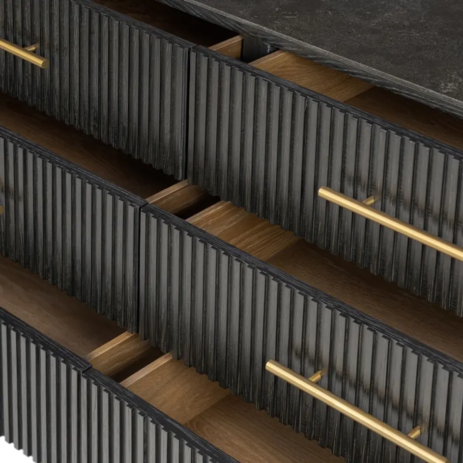 Fletcher 6 Drawer Dresser - Distressed Black by Four Hands