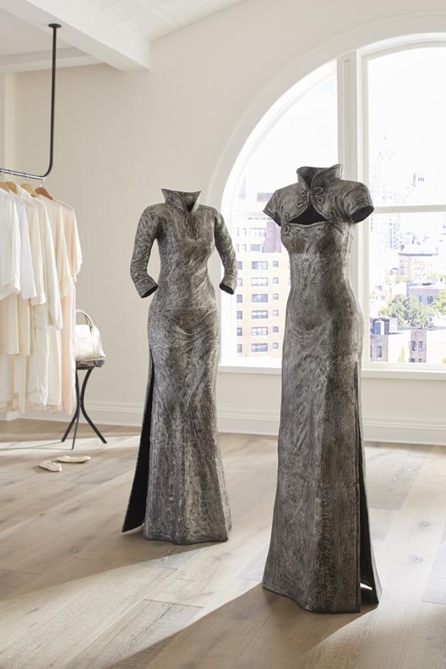 Dress Sculpture, Long Sleeves, Black/Silver, Aluminum by PHILLIPS COLLECTION