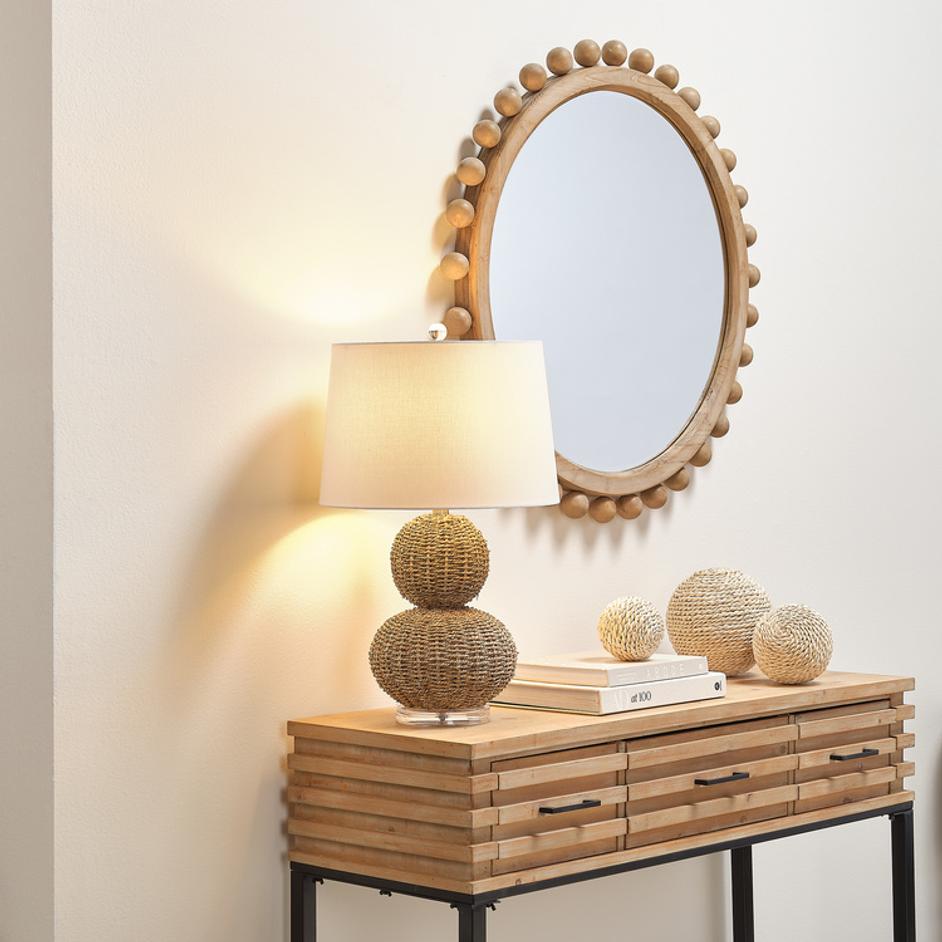 Brighton Round Wood Mirror, Natural by Jamie Young