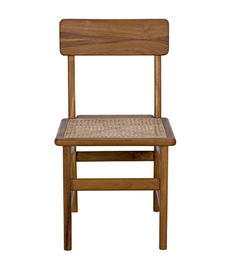 Comet Teak and Caning Chair with Clear Coat Gloss Finish by Noir Furniture