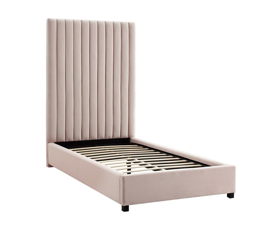 Arabelle Blush Velvet Bed in Twin by tov furniture