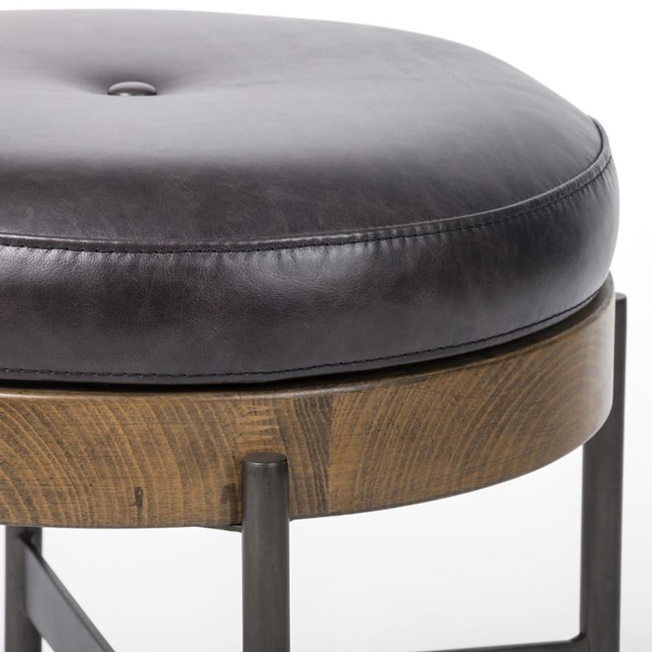 Edwyn Small Ottoman In Sonoma Black by FOUR HANDS