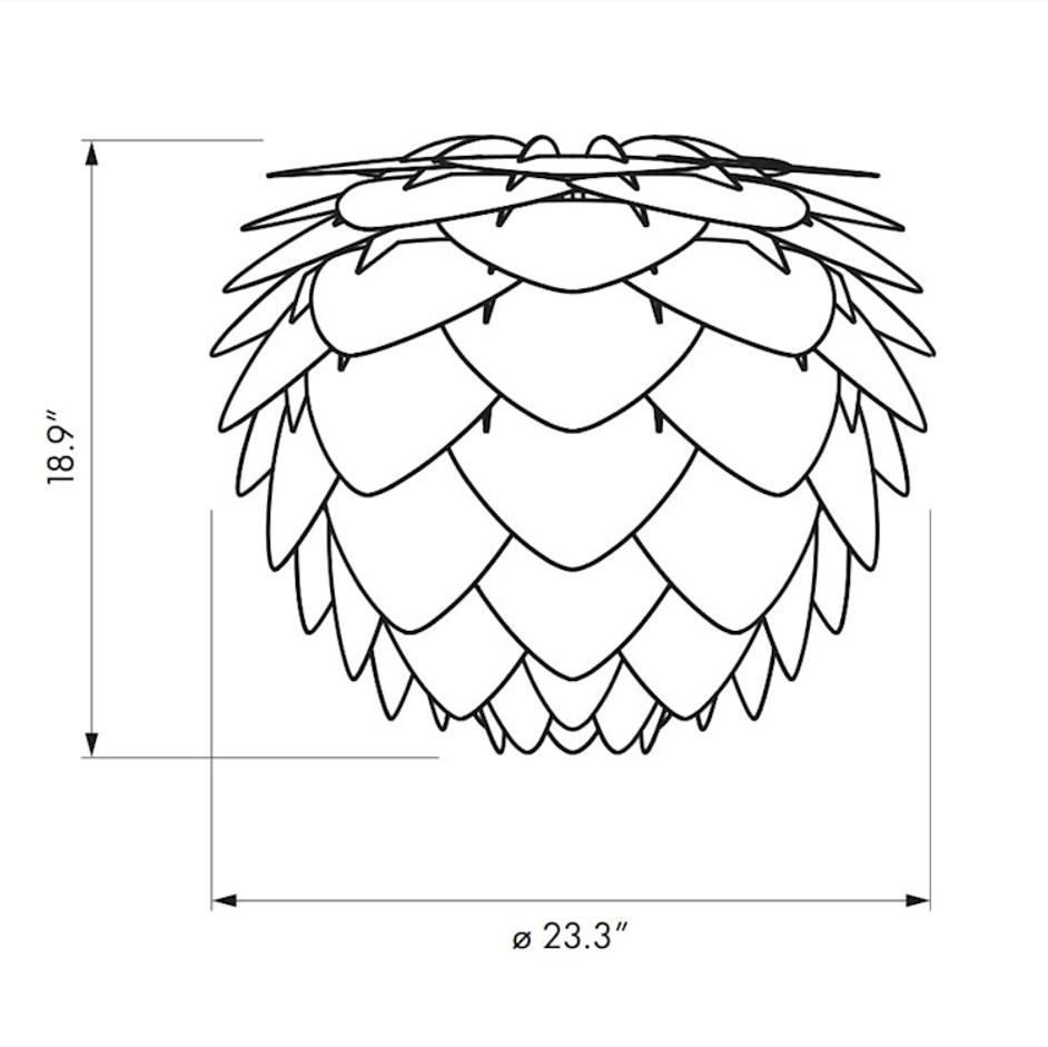 Aluvia Medium Hardwired Pendant in Anthracite with Black Cord by UMAGE