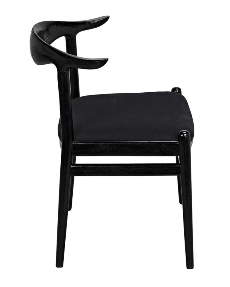 Boone Sungkai/Mindi Chair in Charcoal Black with Black Cotton Fabric by Noir Furniture