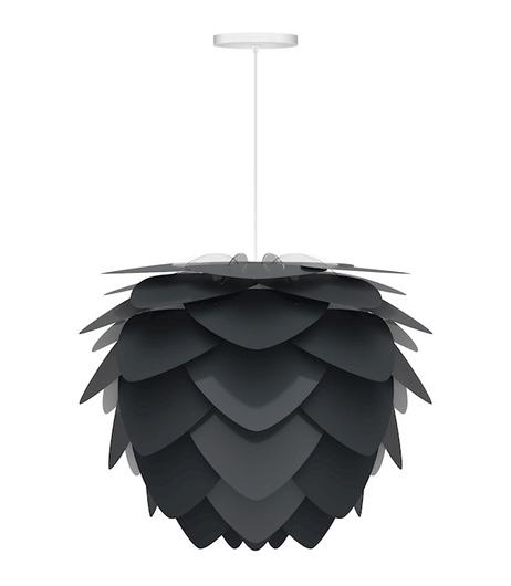Aluvia Medium Hardwired Pendant in Anthracite with White Cord by UMAGE