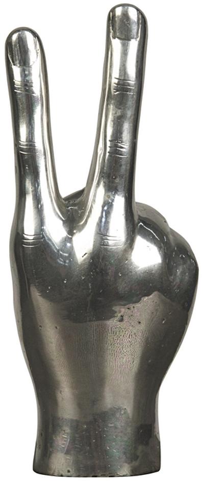 Peace Sign Metal Alloy Sculpture in Silver Finish by Noir Furniture