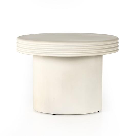 Grecia Outdoor End Table In Large In White by FOUR HANDS