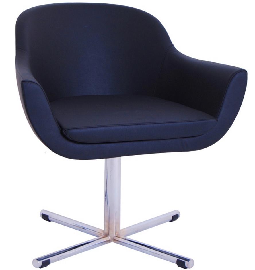 Chelsea Swivel Lounge In Black Leather by Nuans Design