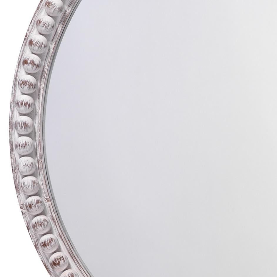 Audrey Beaded Wood Round Wall Mirror, White Washed by Jamie Young