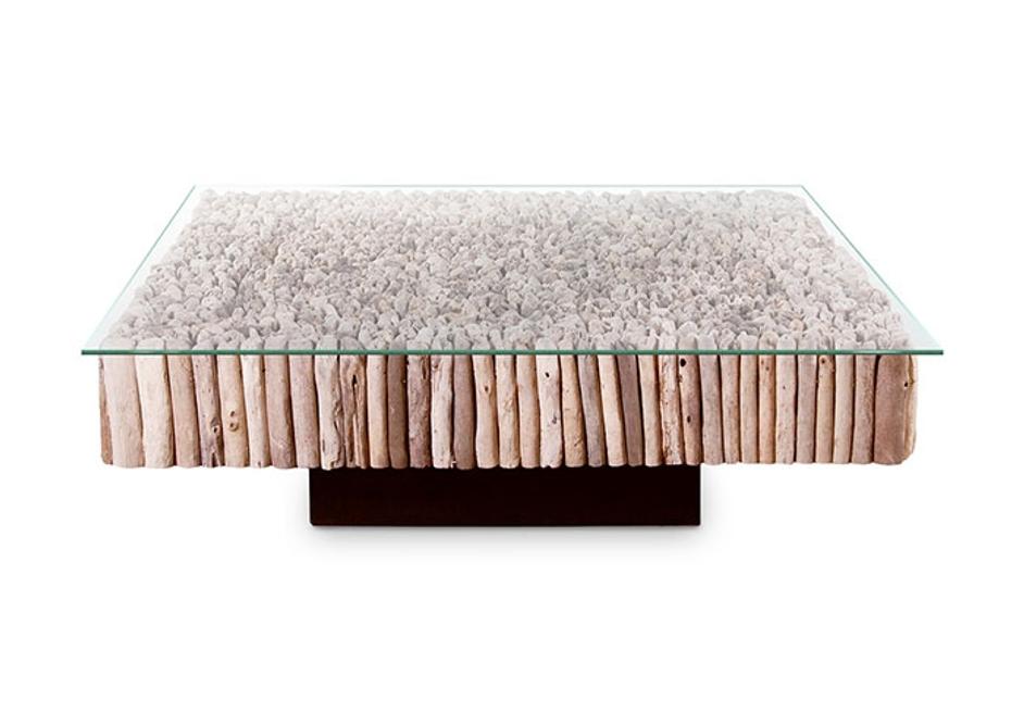 Manhattan Coffee Table, Square, With Glass by PHILLIPS COLLECTION