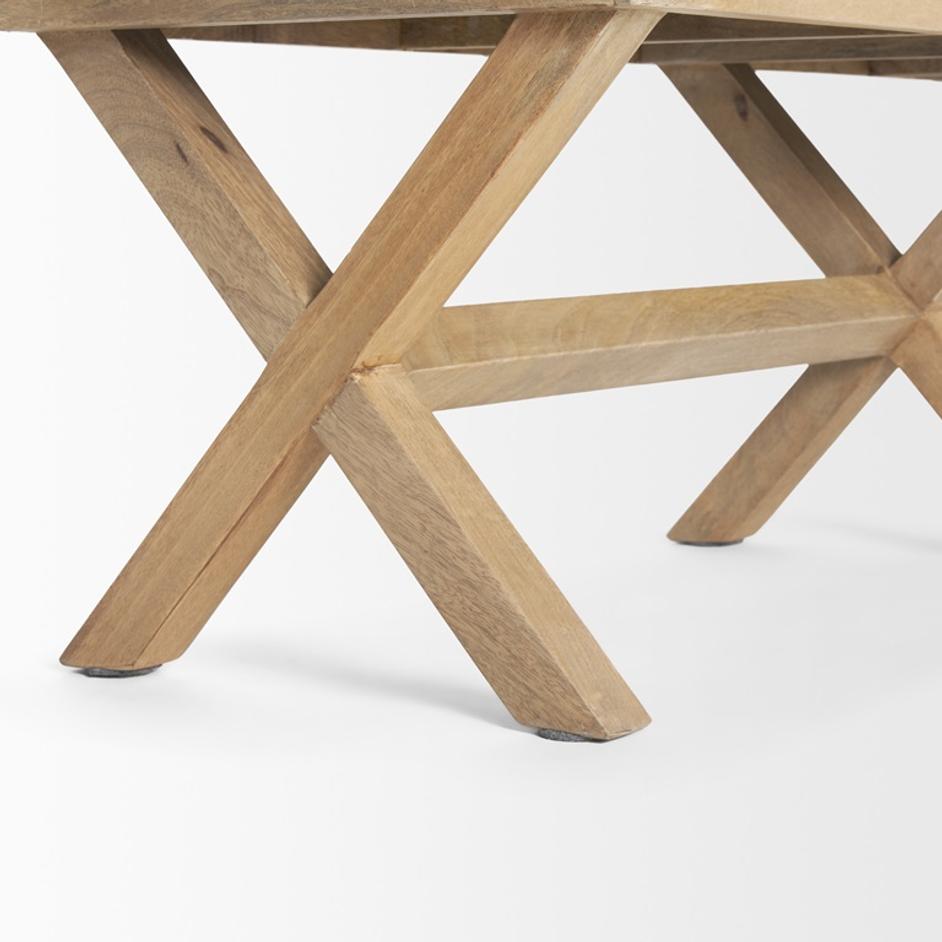 Solis II 50L x 16W Brown Base Beige Woven Leather Cushion Accent Bench by Mercana