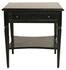 Oxford 1-Drawer Mahogany Side Table with Brass Pulls in Hand-Rubbed Black Finish by Noir Furniture