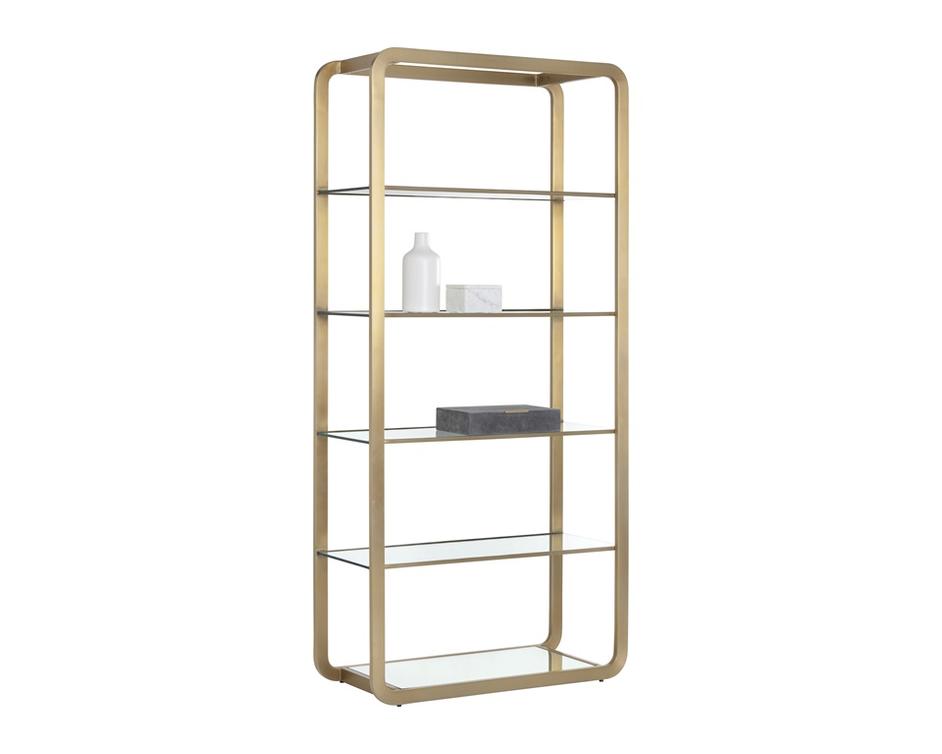 AMBRETTA BOOKCASE - LARGE - GOLD / CLEAR by Sunpan