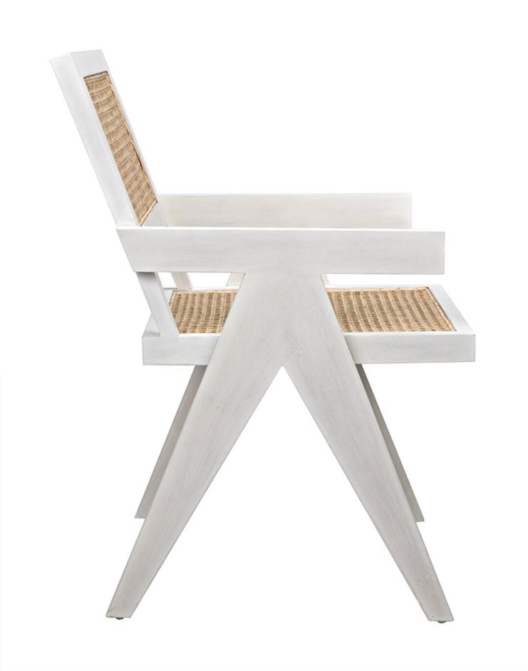 Jude Teak Chair with White Wash Finish and Caning by Noir Furniture