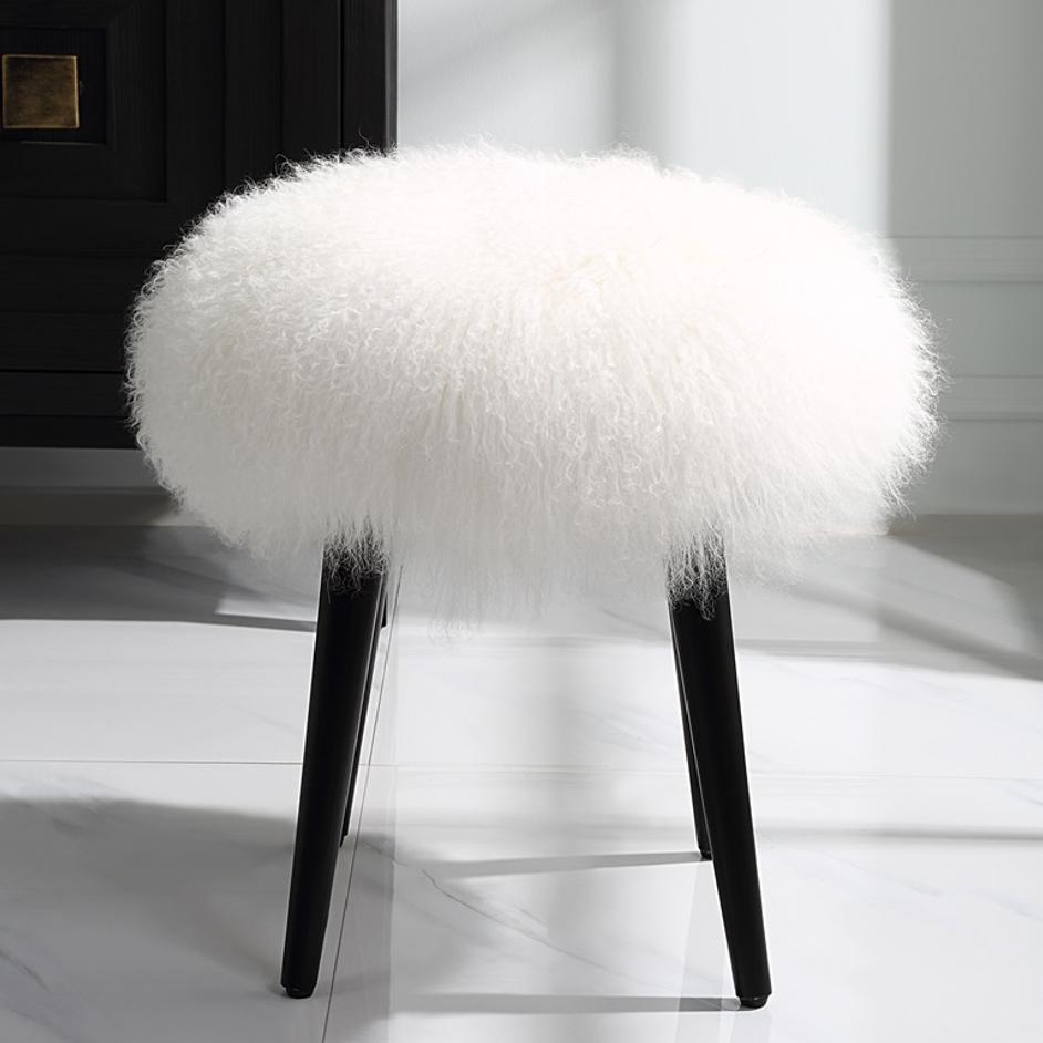 Wooly Sheepskin Accent Stool by Uttermost