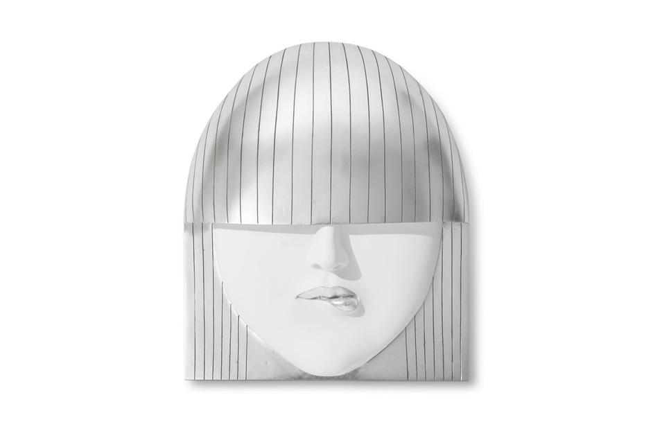 Fashion Faces Wall Art, Large, Pout, White and Silver Leaf by PHILLIPS COLLECTION