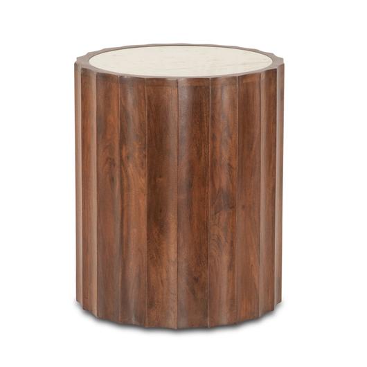 Palermo White Marble Round Side Table Matte Brown by Home Trends & Design