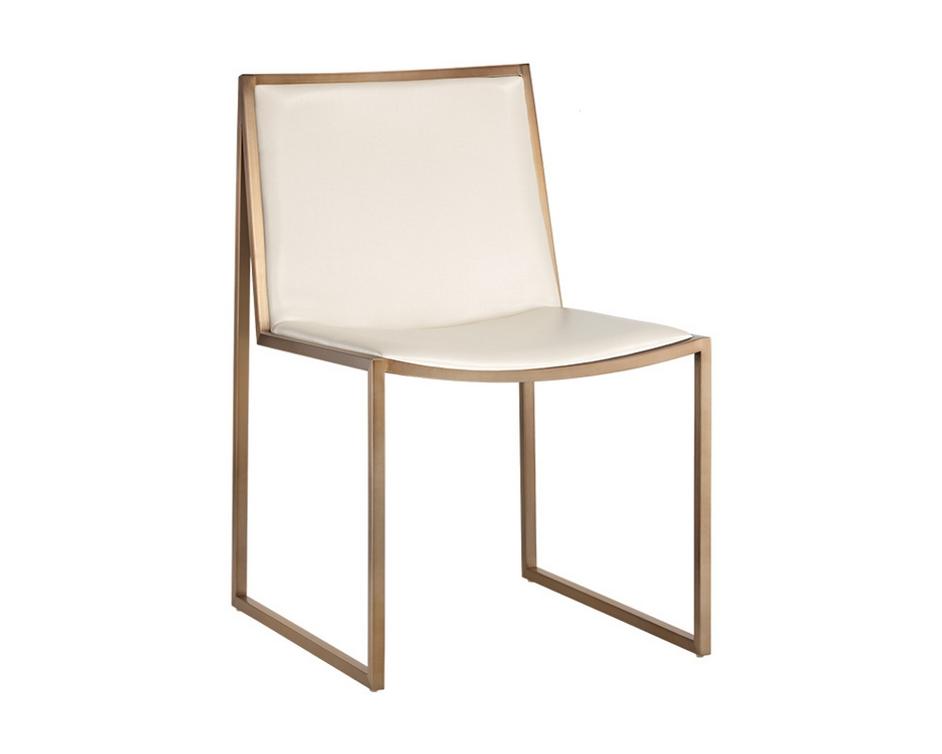 Blair Dining Chair - Antique Brass - Castillo Cream by Sunpan