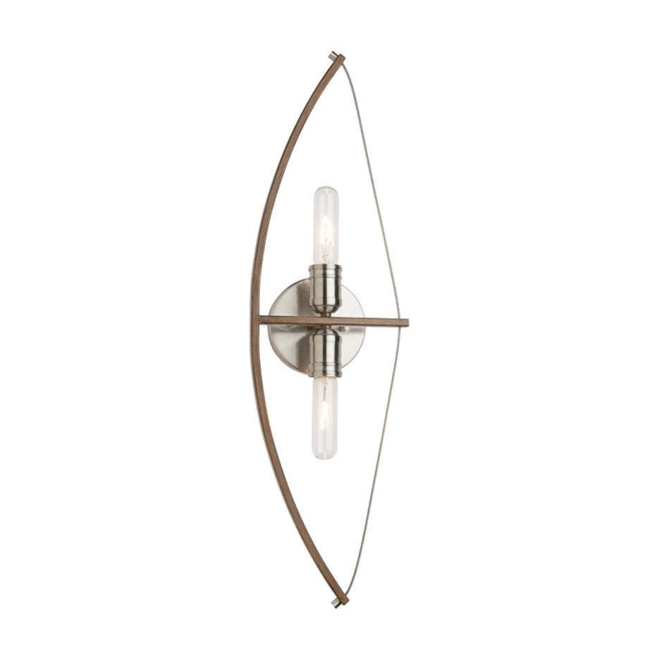 Arco AC11485 Wall Light in Faux Wood & Brushed Nickel by Artcraft