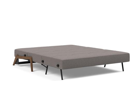 CUBED QUEEN SOFA BED in MIXED DANCE GREY FABRIC WITH Dark Wood LEGS 521 by INNOVATION USA