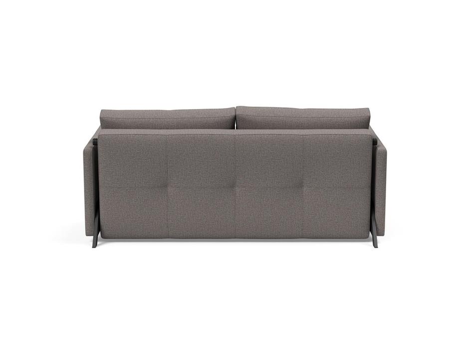 CUBED QUEEN SOFA BED in MIXED DANCE GREY FABRIC WITH Black Steel LEGS 521 by INNOVATION USA