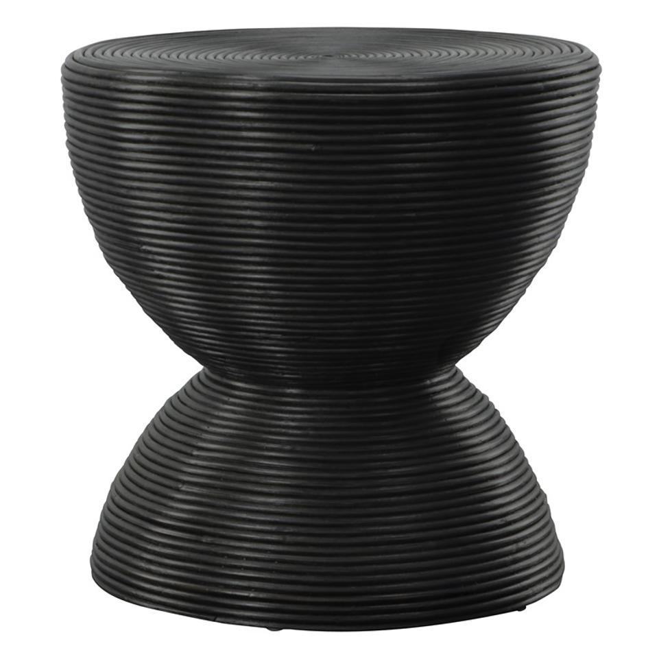Bongo Black Rattan Side Table by Uttermost