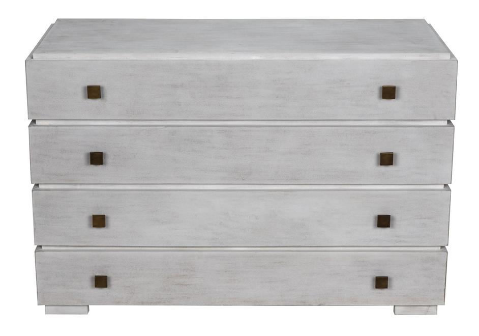 Hofman Mahogany and Veneer Dresser with Brass Pulls in White Wash Finish by Noir Furniture