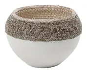 Lilith Basket In White Wood with Tan Beads 0136M by Dovetail