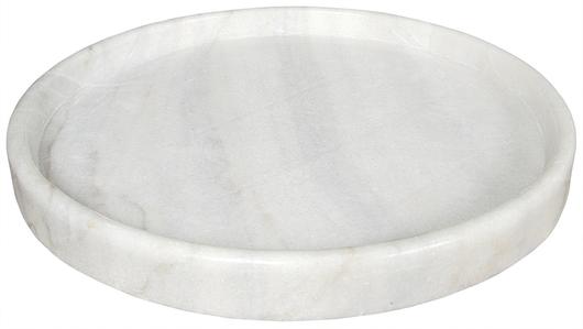 20" Bianco Crown Marble Round Tray by Noir Furniture