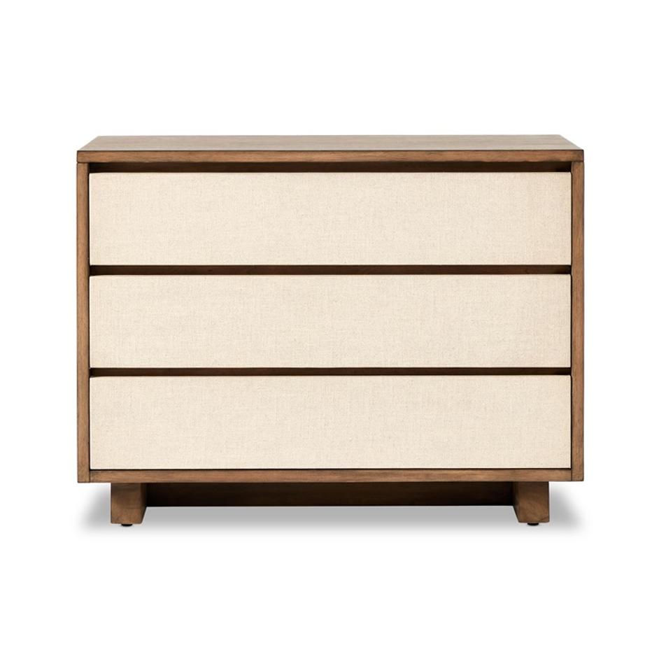 Grove Nightstand In Beige Painted Linen by FOUR HANDS