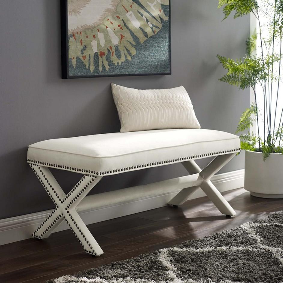 Espey Performance Velvet Bench In Ivory by Modway Furniture