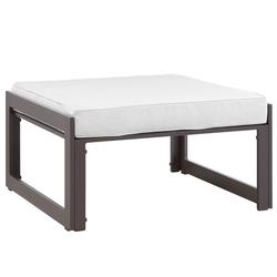 Tyche Outdoor Patio Ottoman In Brown White by Modway Furniture