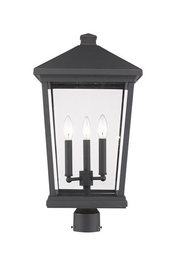 Beacon 3 Light Outdoor Post Mount Fixture in Oil Rubbed Bronze Finish by Z-Lite