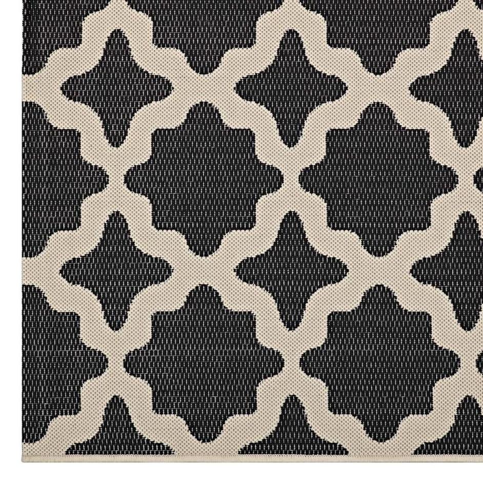 Selena Moroccan Trellis 8X10 Indoor And Outdoor Area Rug In Black And Beige by Modway Furniture