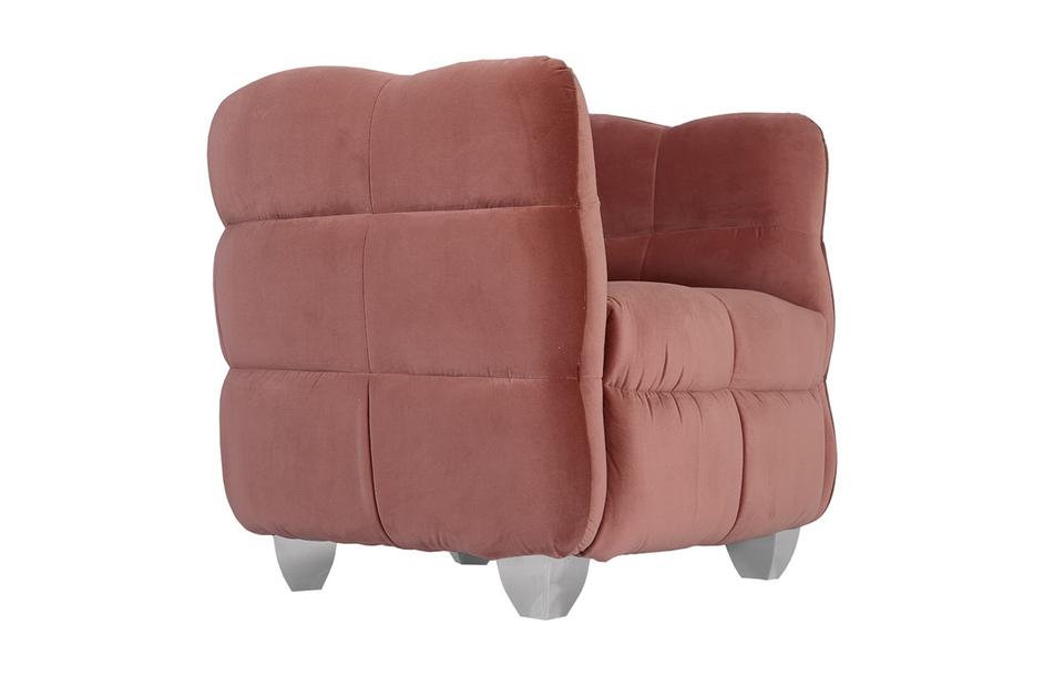Cloud Club Chair, Coral Pink Fabric, Stainless Steel Legs by PHILLIPS COLLECTION