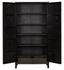 Maharadscha Small Hutch in Pale Mahogany with Matte Black Industrial Steel Base and Brass Pulls by Noir Furniture
