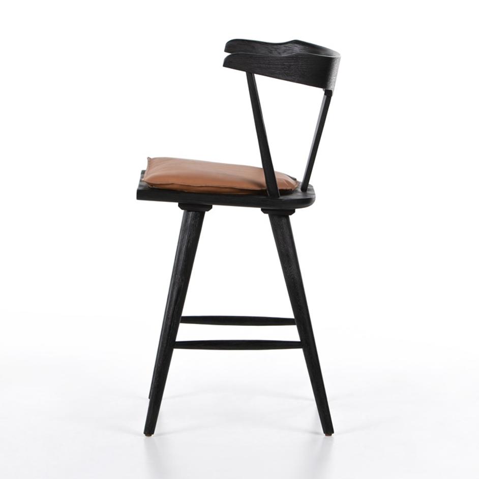 Ripley Stool W Cushion In Black Oak In Counter by FOUR HANDS