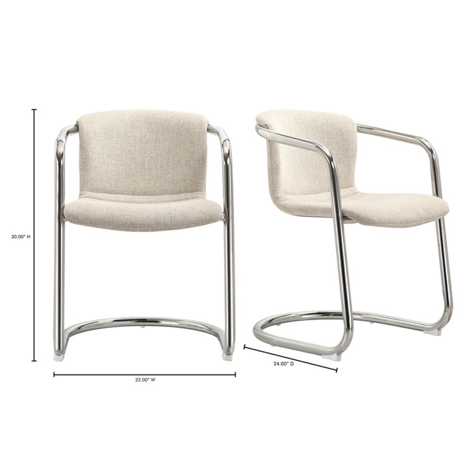 Freeman Chrome Frame Dining Chair Blended Cream - Set Of Two by Moes Home