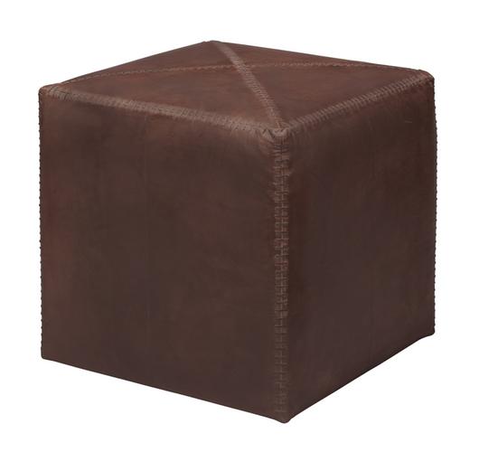 Tobacco Leather Ottoman, Small by Jamie Young