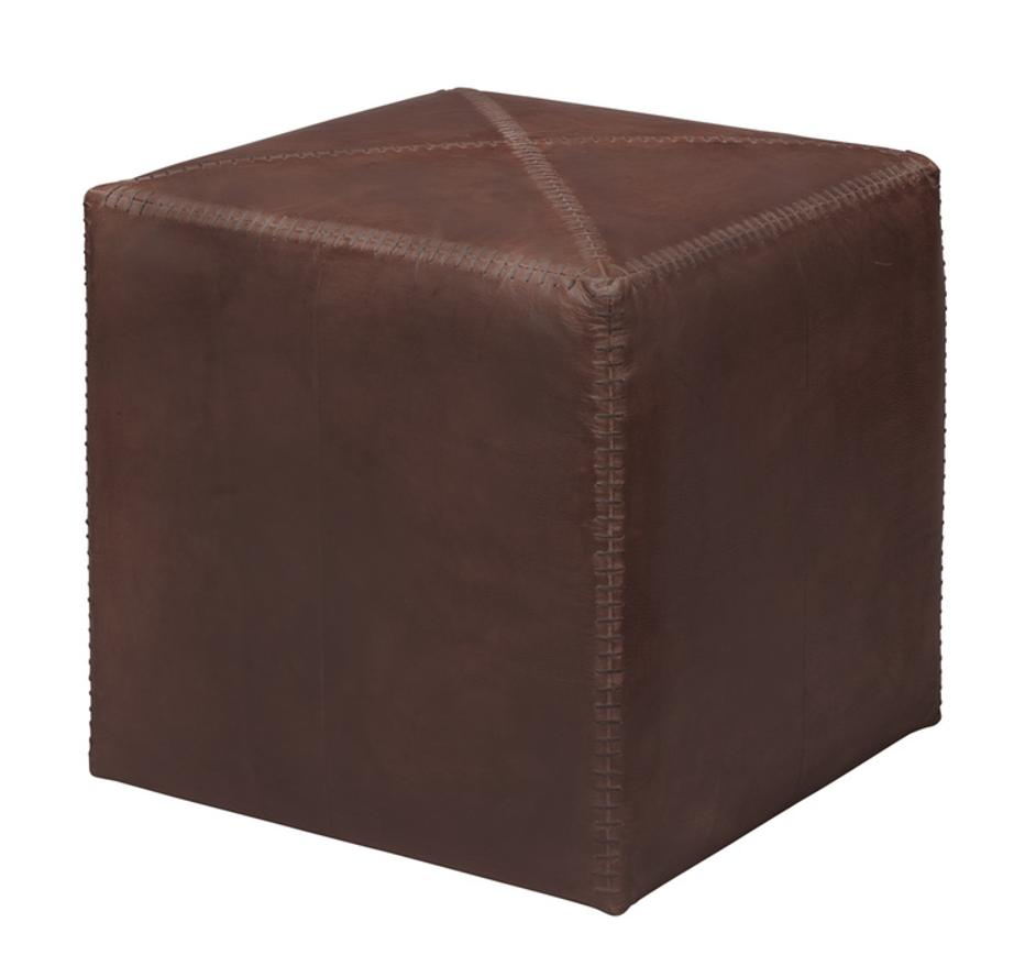 Tobacco Leather Ottoman, Small by Jamie Young