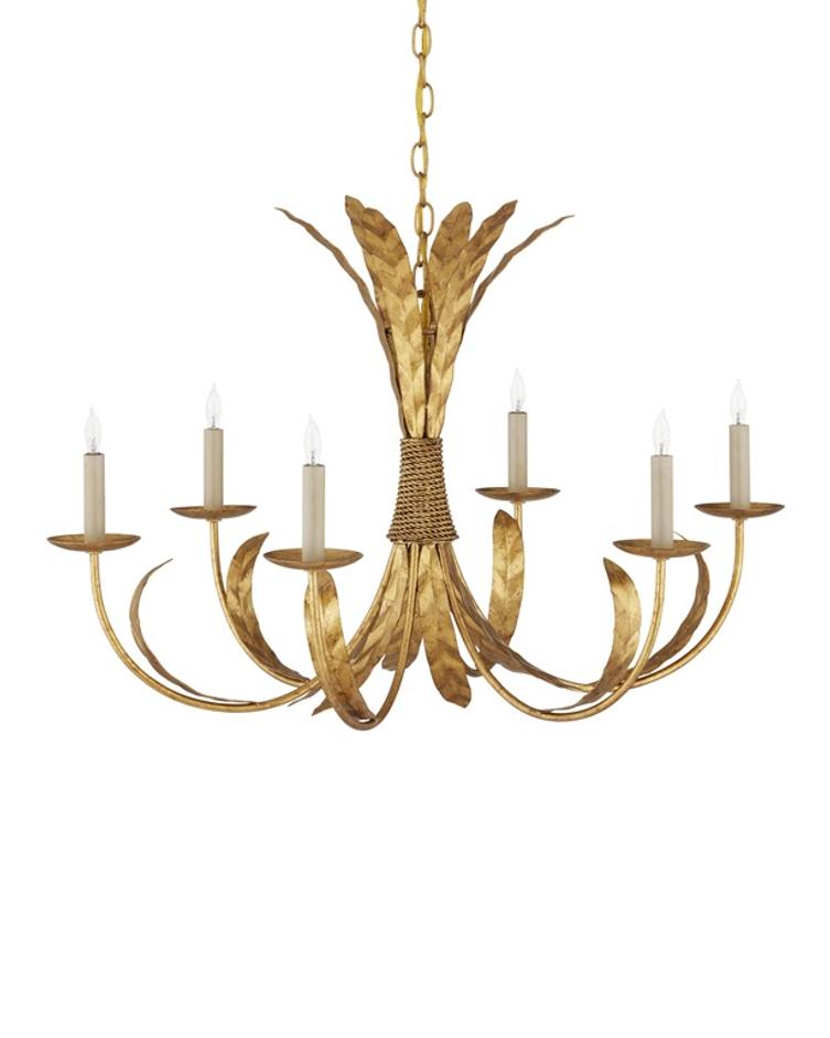 Bette Gold Chandelier In Grecian Gold Leaf by Currey & Company