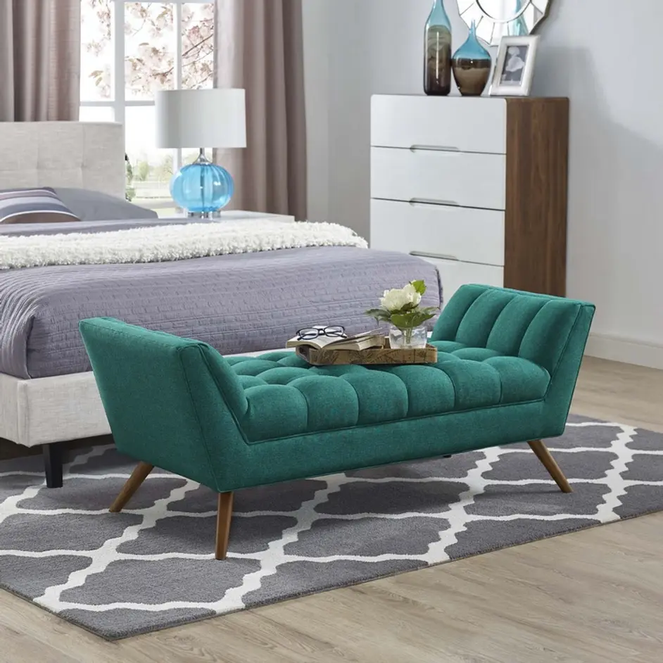 Vestry Medium Upholstered Fabric Bench In Teal by Modway Furniture