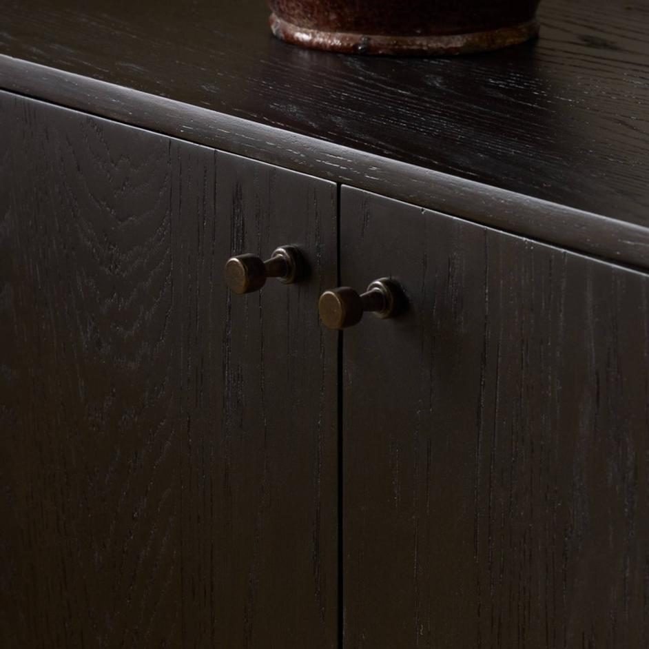 Afton Sideboard In Charcoal Oak And Charcoal Oak Veneer And Smooth Hammered Bronze by Four Hands