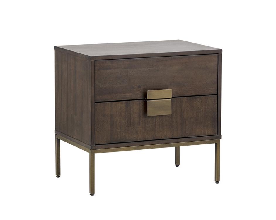 Jade Nightstand - Antique Brass - Dark Mango by Sunpan