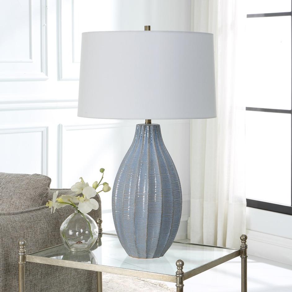 Veston Blue Glaze Table Lamp by Uttermost