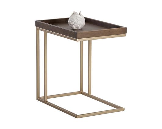 Arden C-shaped End Table - Gold - Raw Umber by Sunpan