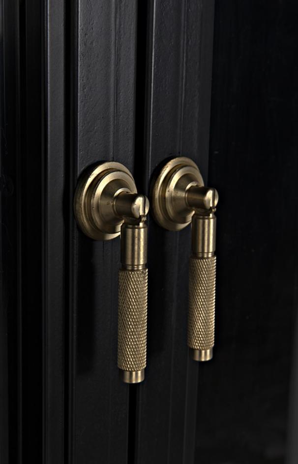 Yoke Hutch Industrial Steel and Glass Matte Black Cabinet by Noir Furniture