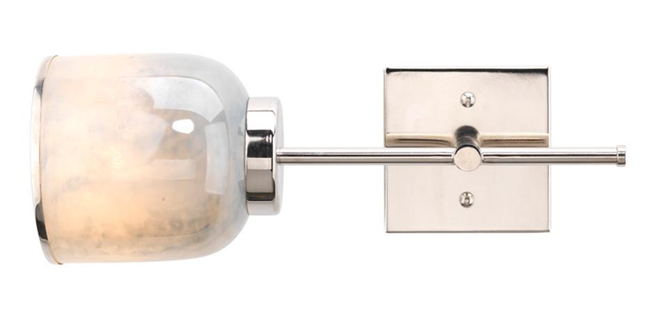 Vapor Single Sconce, Nickel and Blue Opal Metallic Glass by Jamie Young
