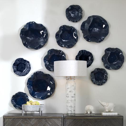 Abella Blue Ceramic Wall Decor, S/3 by Uttermost