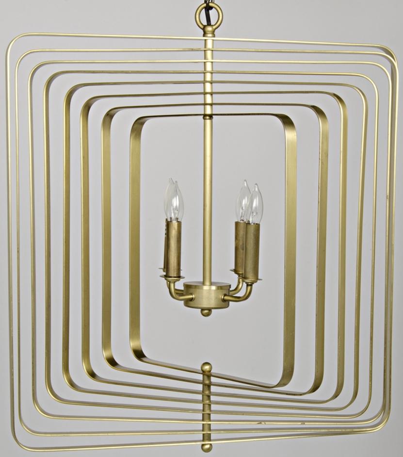 Dimaclema Chandelier, Small, Metal with Brass Finish by Noir Furniture